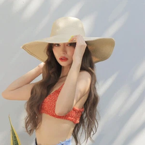 Women Big Wide Brim Straw Hat Floppy Beach Sun Foldable Cap Summer Sunbonnet - Picture 1 of 14