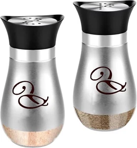 Chandler Salt and Pepper Shakers Set 4oz Refillable Glass Bottom Silver 2pcs - Picture 1 of 9