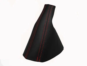 SKODA OCTAVIA I (1996-2004) Soufflet Levier De Frein 100% Cuir - Couture Rouge - Imagen 1 de 1