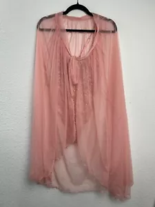 Dreamgirl Womens Size XL Pink Lace Teddy Bodysuit With Sheer Skirt Set Peignoir - Picture 1 of 12