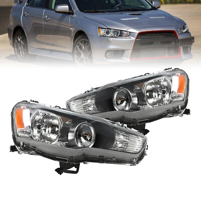 For 2008-2017 Mitsubishi Lancer EVO X Halogen Headlights Headlamps Left & Right - Image 1 of 4