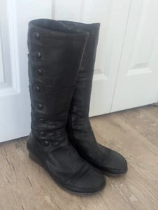 Miz Mooz Wedge Heel High Boot Black Leather, Victorian Steampunk Style Size 11 - Picture 1 of 20