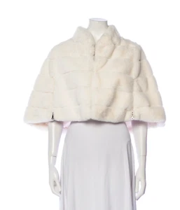 Badgley Mischka Cape Faux Fur White Medium MSRP: $365 - Picture 1 of 4
