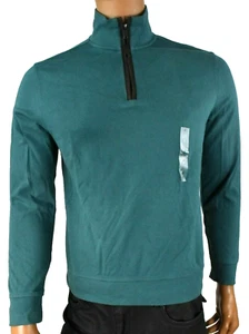 Tasso Elba Mens Shirt New Sweatshirt Green S Long Sleeve 1/4 Zip Mock Neck Solid - Picture 1 of 6