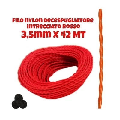 HERMES FILO PER DECESPUGLIATORE intrecciato 3.5mm bobina 42mt tagliaerba cavo bordeux