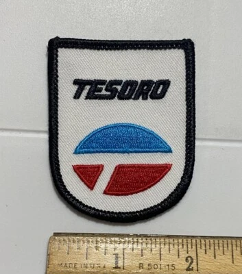 Logotipo de refinería de gasoil Tesoro rojo blanco azul parche bordado insignia nuevo de stock Foto 1 de 3