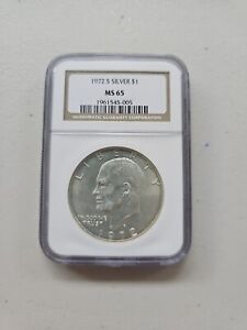 1972-S $1 Silver NGC MS65 Eisenhower "Ike" Dollar 40% Cert# 1961545-005