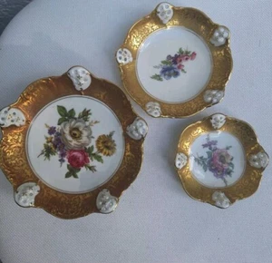 Assiettes, plat vintage motif fleur doré Rosenthal Germany Moliere Classic Rose  - Photo 1 sur 12