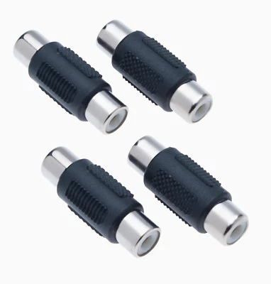 4 Pcs RCA Female to Female Jack Mono Phono AV Audio Adapter Convertor Coupler - Image 1 of 4