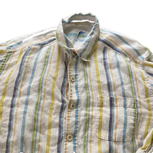 Tommy Bahama Hemd Erwachsene Medium Streifen 100% Leinen Knopfleiste Langarm Herren - Bild 1 von 11