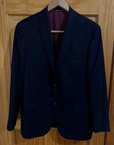Saks Fifth Avenue suit 42 R Navy Blue Solid Pinstripe 100% Wool BLAZER Only - Picture 1 of 8
