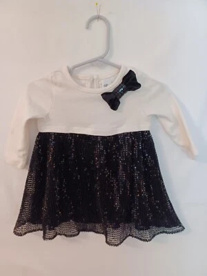 RARE EDITIONS Baby Girls 12M Black/White Party Dress, Sequin Skirt Was $60 NWOT - Image 1 of 4