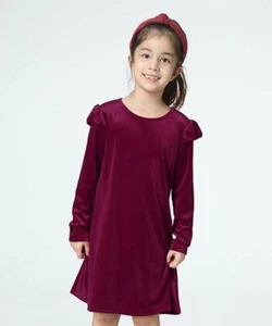 Orchid Lane Burgundy Velvet Shift Dress Size 14 Girls - Picture 1 of 1