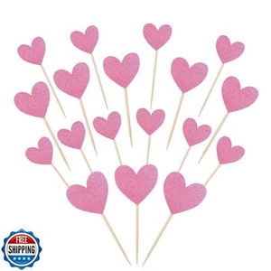 30 PIEZAS Corazón Cupcake Toppers Brillo Dulce Amor Tema Cupcake Selecciones Boda E - Imagen 1 de 5