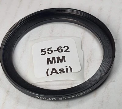 55-62mm Metal Step Up Lens Filter Converting Adapter Ring 55mm-62mm E55-E62 - Image 1 of 4