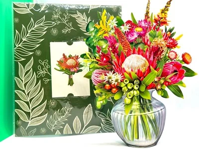 ORIGAMI POP CARDS Blooming Australia Pop Up Bouquet Happy Mother's Day Handmade - Image 1 of 4