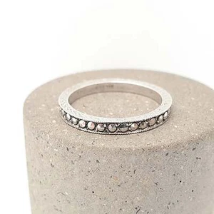Antique Art Deco Marcasite Solid Silver Eternity Ring Full Band 1920s Stacking - Picture 1 of 8