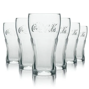 6 vasos de refresco Coca Cola contorno 0,3 l vasos de coca cola relieve grabado onda calibrada - Imagen 1 de 3
