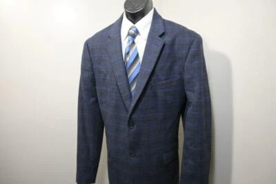 Nautica Windowpane Plaid Wool Blend Woven Blazer Sports Jacket Mens Sz 46 L - Image 1 of 4