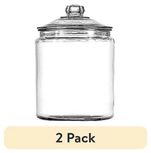 (2 pack) Anchor Hocking Heritage Hill Glass Jar with Lid, 1/2 Gallon - Picture 1 of 6