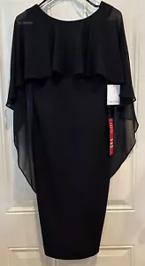 Abito tubino donna Calvin Klein crepe manica mantello nero taglia 2 nuovo con etichetta zip dietro - Foto 1 di 22