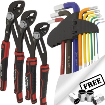 Sealey 9 Pcs Anti-Slip Ball End Hex Key Set & 3 Pcs Water Pump Pliers Set +CP - Image 1 of 4