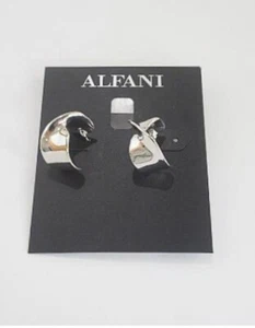 Alfani Small Twisted Silver C - Hoop Earrings New - Picture 1 of 1