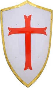 Escudo cruzado templario armadura medieval de 18 pulgadas gran regalo para entusiastas de la historia - Imagen 1 de 6