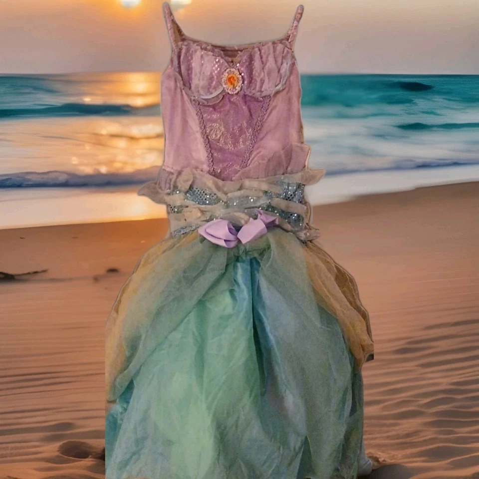 Vestido fantasia Disney princesa Ariel menina pequena sereia tamanho M vestido MakeOVer - Imagem 1 de 4