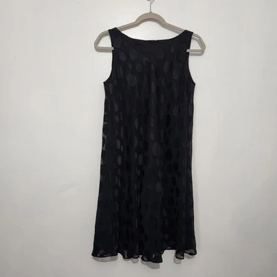Vestido Evan-Picono Mujer 8P Pequeño Negro Lunares Drapeado Capucha Espalda De Colección LBD Foto 1 de 4