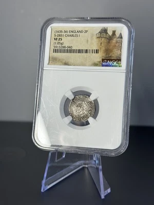 1635-36 England ½ Groat 2 Pence Charles I Tower Mint – NGC VF25 – S-2831 - Image 1 of 2