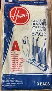 Genuine Hoover Filter Vacuum Cleaner Bags Type A, 4010001A 3 Pack New Sealed - Picture 1 of 2