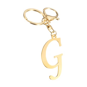 Gold Initial Letter Keychain, Stainless Steel A-Z Alphabet Keychains(Letter G) - Picture 1 of 7