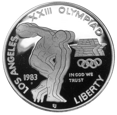 1983 S XXIII Los Angeles Olympics Commemorative 90% Silver Dollar US Proof Coin - Image 1 of 4