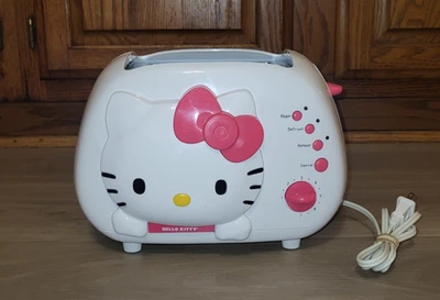 Hello Kitty 2 Scheiben Schlitz Toaster KT5211 Sanrio Brot/Bagel weiß & rosa getestet - Bild 1 von 4