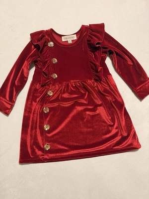 Isobella и Chloe искусственного бархата платье 4T золото кнопки шикарный рождественский праздник - Изображение 1 из 4