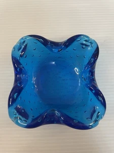 Murano Alfredo Barbini Bullicante Ocean Blue Bowl Ashtray - Picture 1 of 8