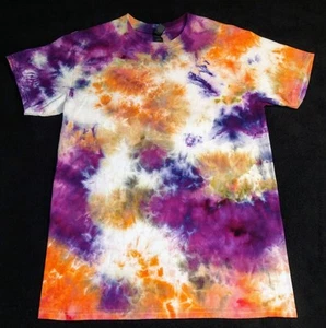 Orange, Purple, Tan And White Ice Dye Tie Dye T Shirt ~ Sz M - Picture 1 of 3