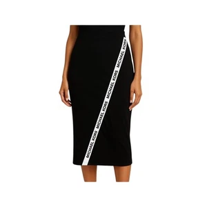 Michael Kors Bleistiftrock schwarz Gr. Small Logo Streifen Stretch Midi Designer. - Bild 1 von 5