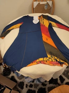 Petersilie & Salbei Shirt Damen 1X marine Boho Patchwork asymmetrisch Tunika 3/4 Arm - Bild 1 von 5