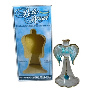 Campana de ángel Belle Angel diciembre azul circón cristal detalles de oro 24k hecha a mano Foto 1 de 4
