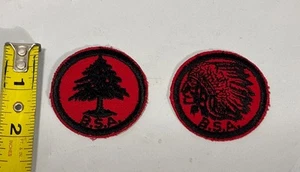 BSA Boy Scouts Patrol Medallions Twill Patch Pine Tree & Native Indian Head Vtg - Picture 1 of 2