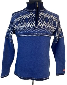 Maglione donna Circolo Polare Artico 66-33 N Norvegia 1/4 zip piccolo blu lana pesante - Foto 1 di 11