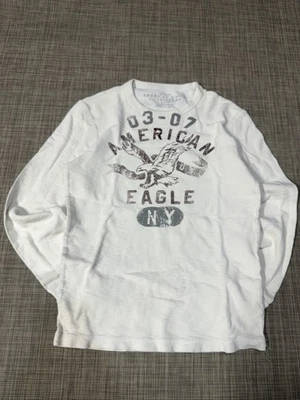 VTG Y2K American Eagle Thermal Long Sleeve Shirt Men's Size S White Grunge - Image 1 of 4