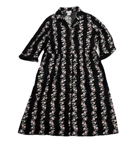 Lanz of Salzburg Dress Size XL Vintage Style Striped Floral Midi Cottage Core - Picture 1 of 6