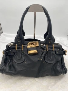 Chloe Paddington Hand Bag Leather Shoulder Bag Blue Leather Auth Rare Japan - Picture 1 of 4