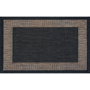 2x3 Black Banded Rows Lines Bars Bordered ECO1101 - Aprx 2' x 2' 11" - Picture 1 of 2