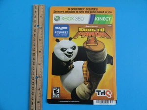 XBOX 360 KUNG FU PANDA 2 BLOCKBUSTER TARJETA DE RESPALDO DE VIDEO 5"X8" - SIN JUEGO - Imagen 1 de 3