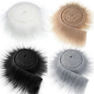 4 Pieces Faux Fur Trim Plush Strips Ribbon Fluffy Fabric Edge Sewing DIY Craft - Picture 1 of 17