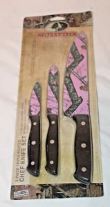 Mossy Oak 3PC Kitchen Chef Knife Set Stainless Steel Knives Pink Camo - Picture 1 of 6